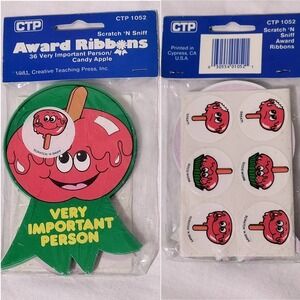 CTP '81 Scratch & Sniff Award Ribbons Very Important Person Candy Apple (36) NIP